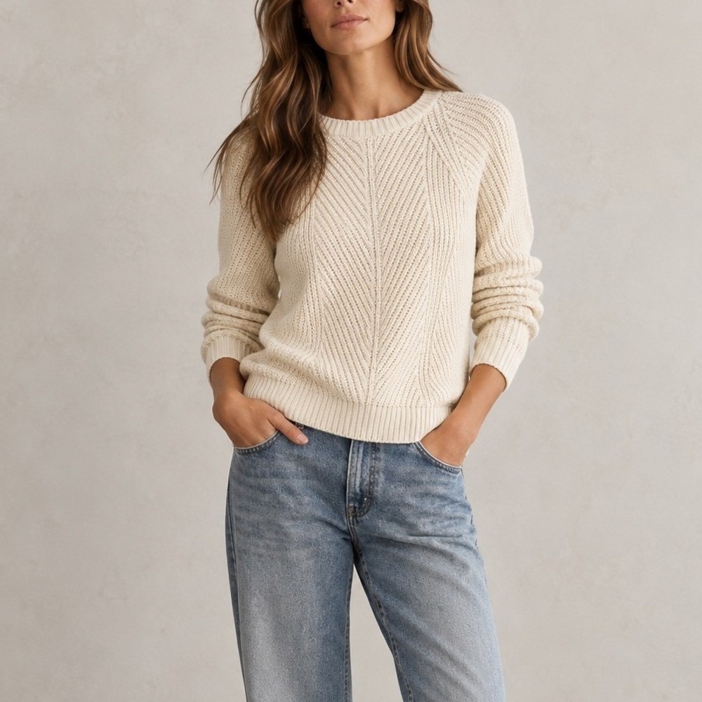 A.P.C. Rue Madame Paris Cream Cotton Chunky Knit Sweater Made Italy